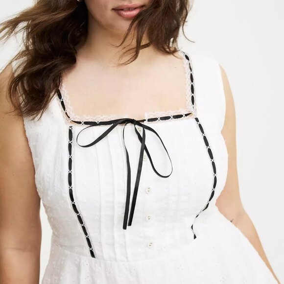 Torrid White Peplum Eyelet Top - Picture 2 of 15